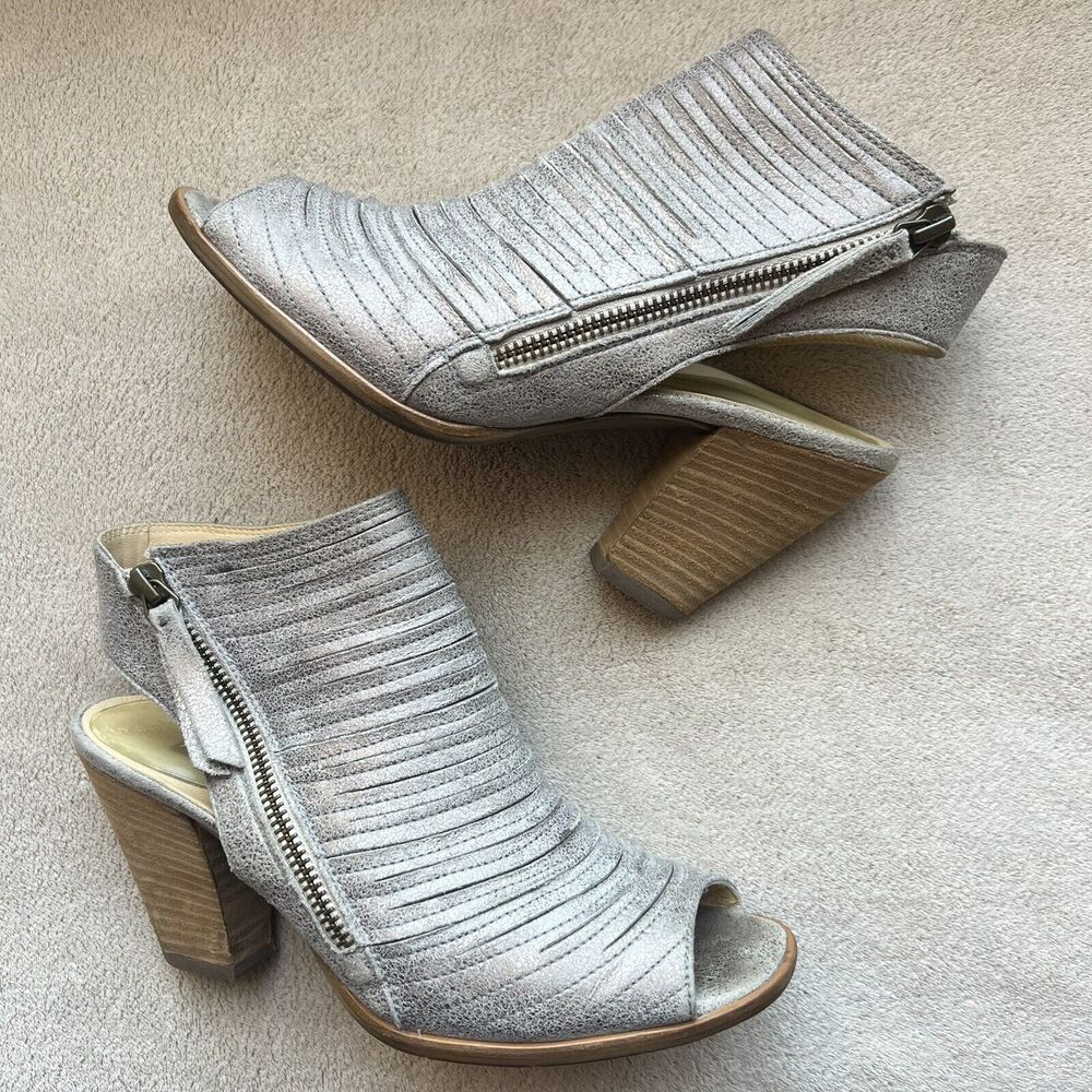 Paul Green  Cayanne Brushed Metallic Smoke Silver Leather Sandals UK 4 US 6.5 - Picture 3 of 16